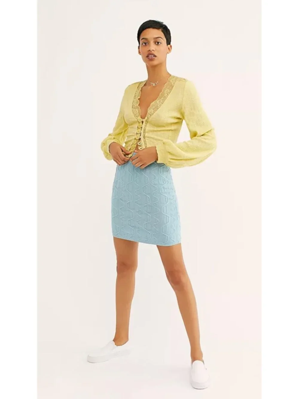 NWT Free People yellow Run With Me cropped cardigan